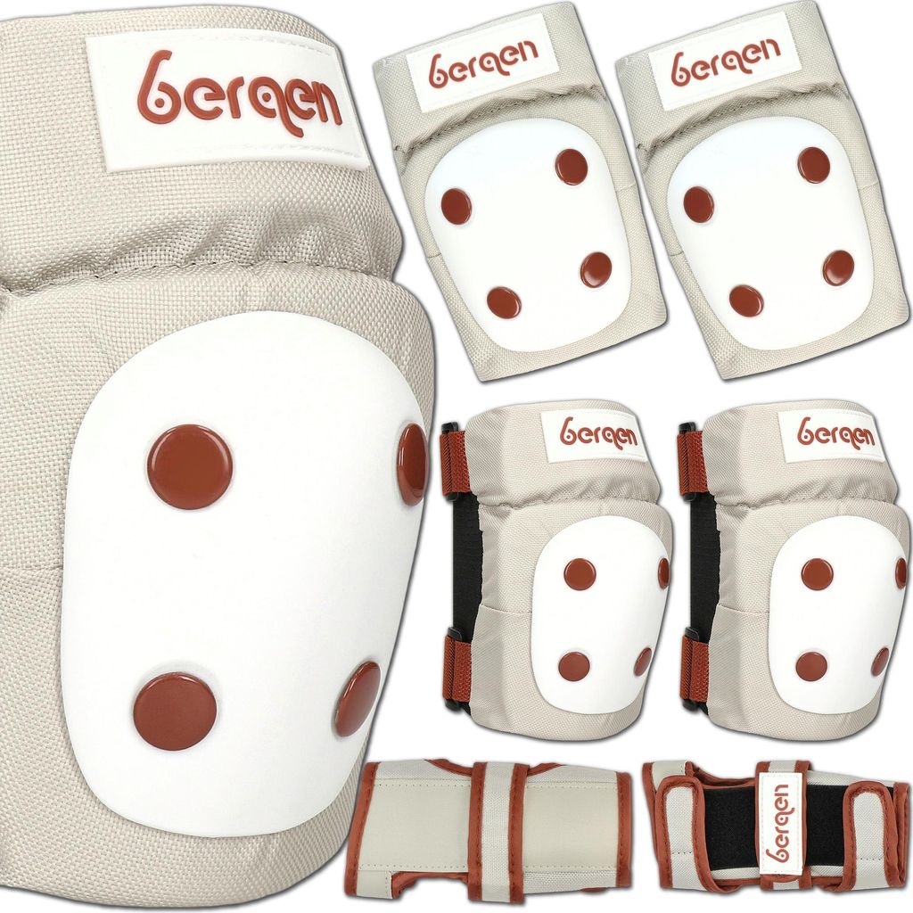 Schützer für Kinder für Inlineskates, Roller, Fahrrad und Skateboard, 6-teiliges Set BERGEN Scout Beige XS für Knie, Ellbogen und Handgelenke, ...