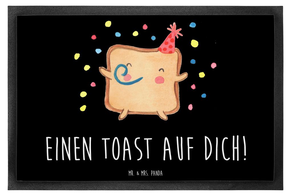 Mr. & Mrs. Panda Fussmatte Toast Party 60 x 90 cm - Schwarz - Geschenk, Eingangsteppich, Hochzeitstag, Schmutzfangmatte, für Frauen, Freundin, Gum...