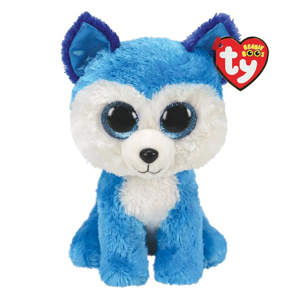 Husky Prince Beanie Boss bleu 24cm - Peluche ultra douce aux yeux bleus
