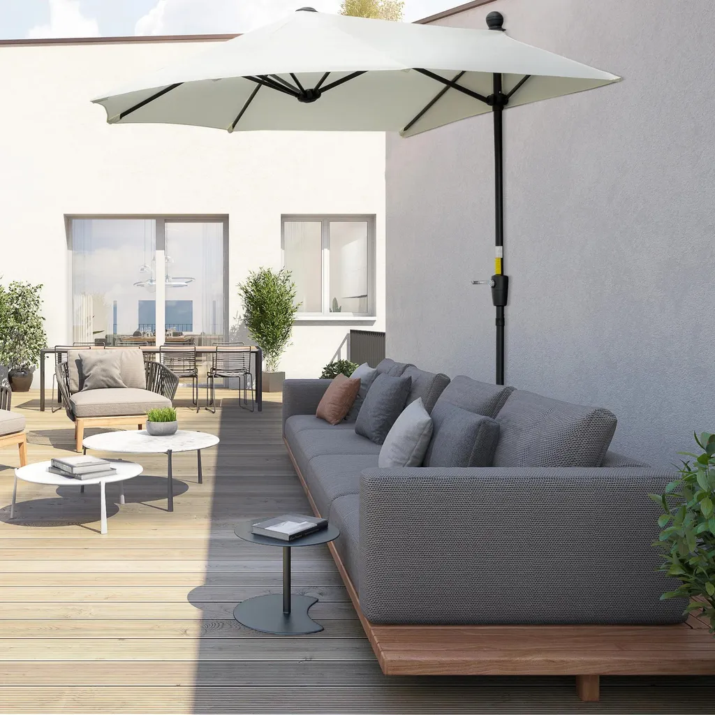 Parasol mural avec manivelle 200x190x240 cm en toile crème résistante
