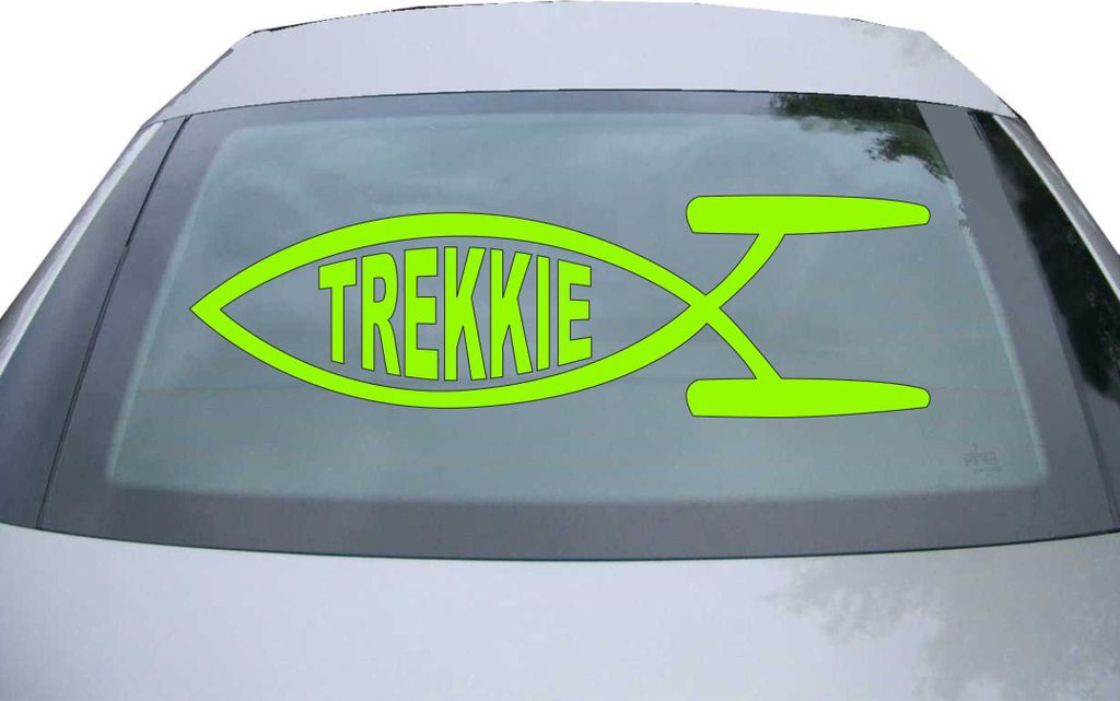 Indigos UG - Aufkleber Heckscheibe & Motorklappe DE2256 - neongrün - 600x180 mm - Trekkie Fisch - Auto Scheiben Fenster Heckklappe Tuning Racing J...