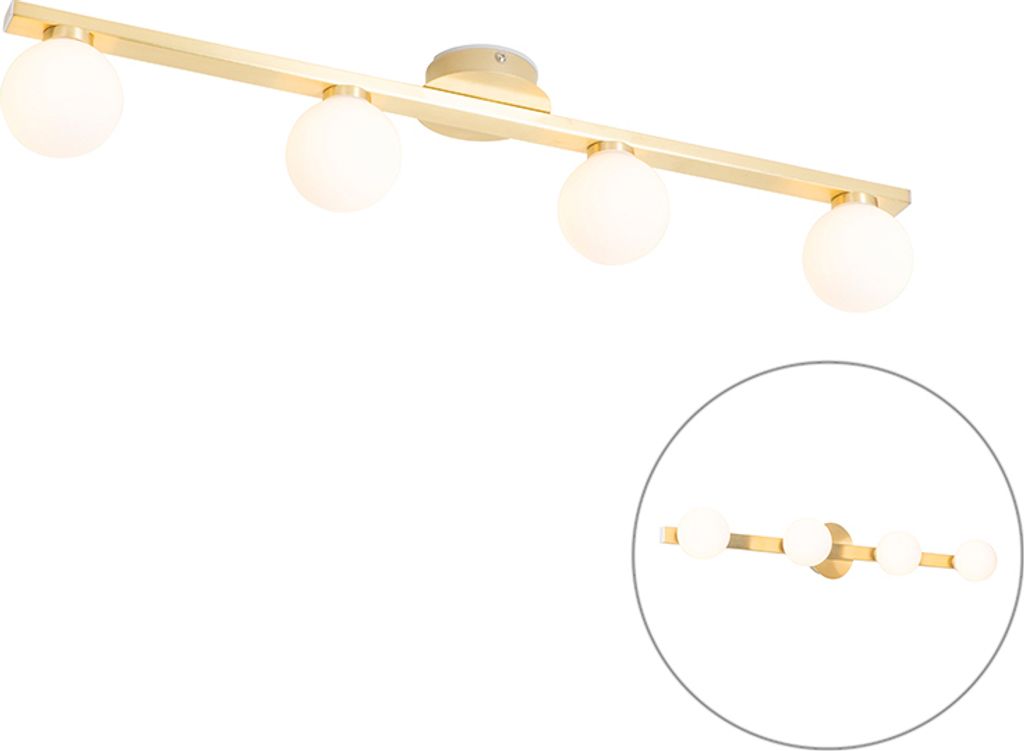 QAZQA - Moderne Messing-Bad I Badezimmer Außen Deckenleuchte I Deckenlampe I Lampe I Leuchte IP4-flammig4-flammig 4-flammig - Cederic I Außenbele...