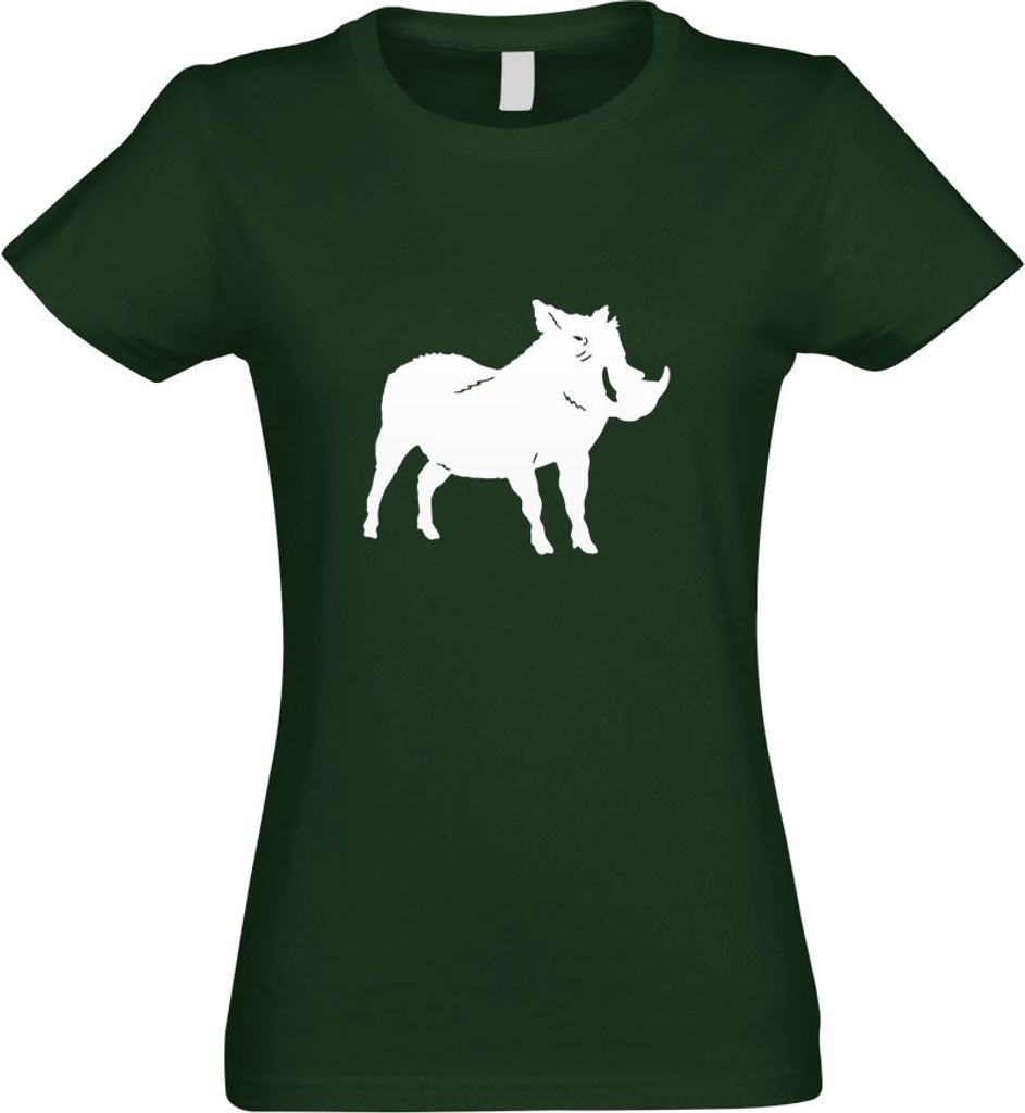 Kiwistar - T-Shirt tailliert - Damen - flaschengrün - Wildschwein Motiv 1 - Keiler - mit Motiv Bedruckt - Funshirt Design - Sport - Freizeit - Dam...