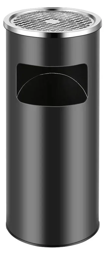 Poubelle cendrier 30L en inox noir de haute qualité - Ø 24,5 cm Pro