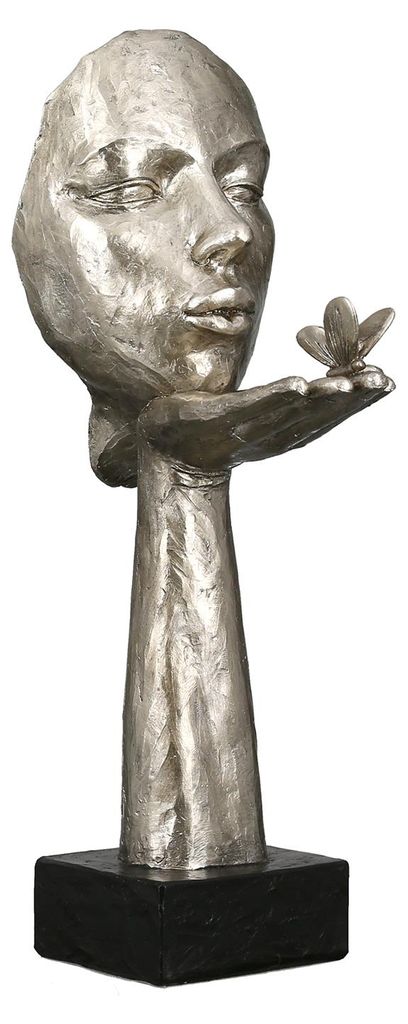 Gilde Skulptur, Gesicht, "Desire", Kunstharz, silberfarben, Image du produit 