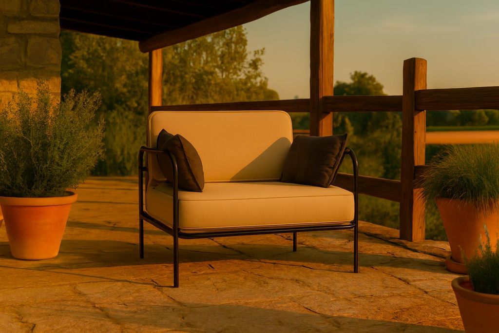Gartensessel Teneryfa Kanaria 1 Sitzer mit Metallgestell Outdoor Loungesessel für Terrasse und Patio