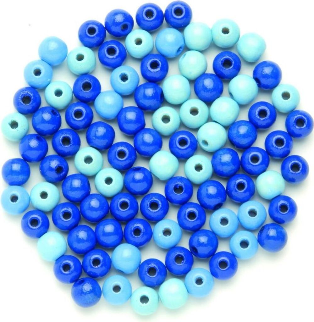 GLOREX Holzperlen Blautöne blau Ø10mm 47 Stück