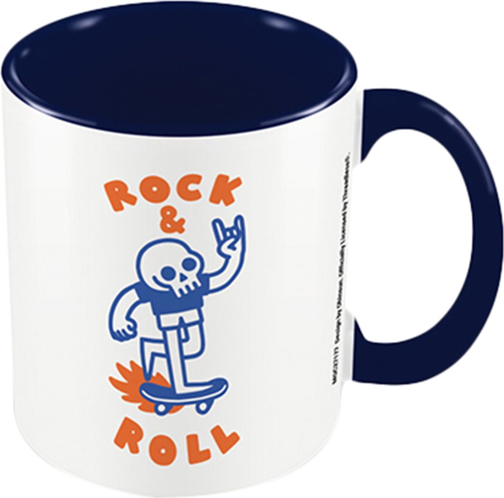 Obinsun - Kaffeebecher "Rock & Roll", Zweifarbige Innenseite PM4031 (12 cm x 10,5 cm x 8,7 cm) (Dunkelblau/Weiß/Orange)