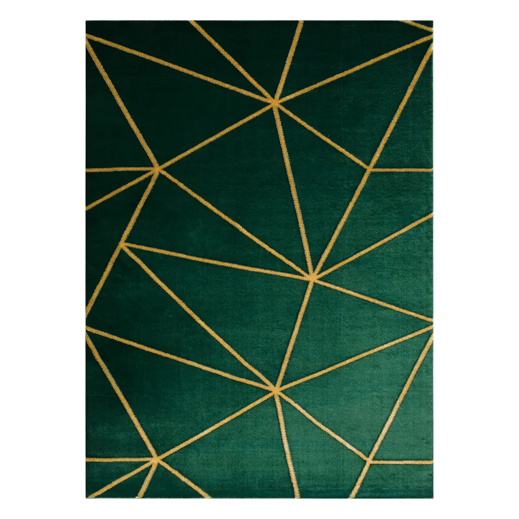 Tapis EMERALD 1013 Glamour Vert Bouteille et Doré Géométrique 160x220 - 3