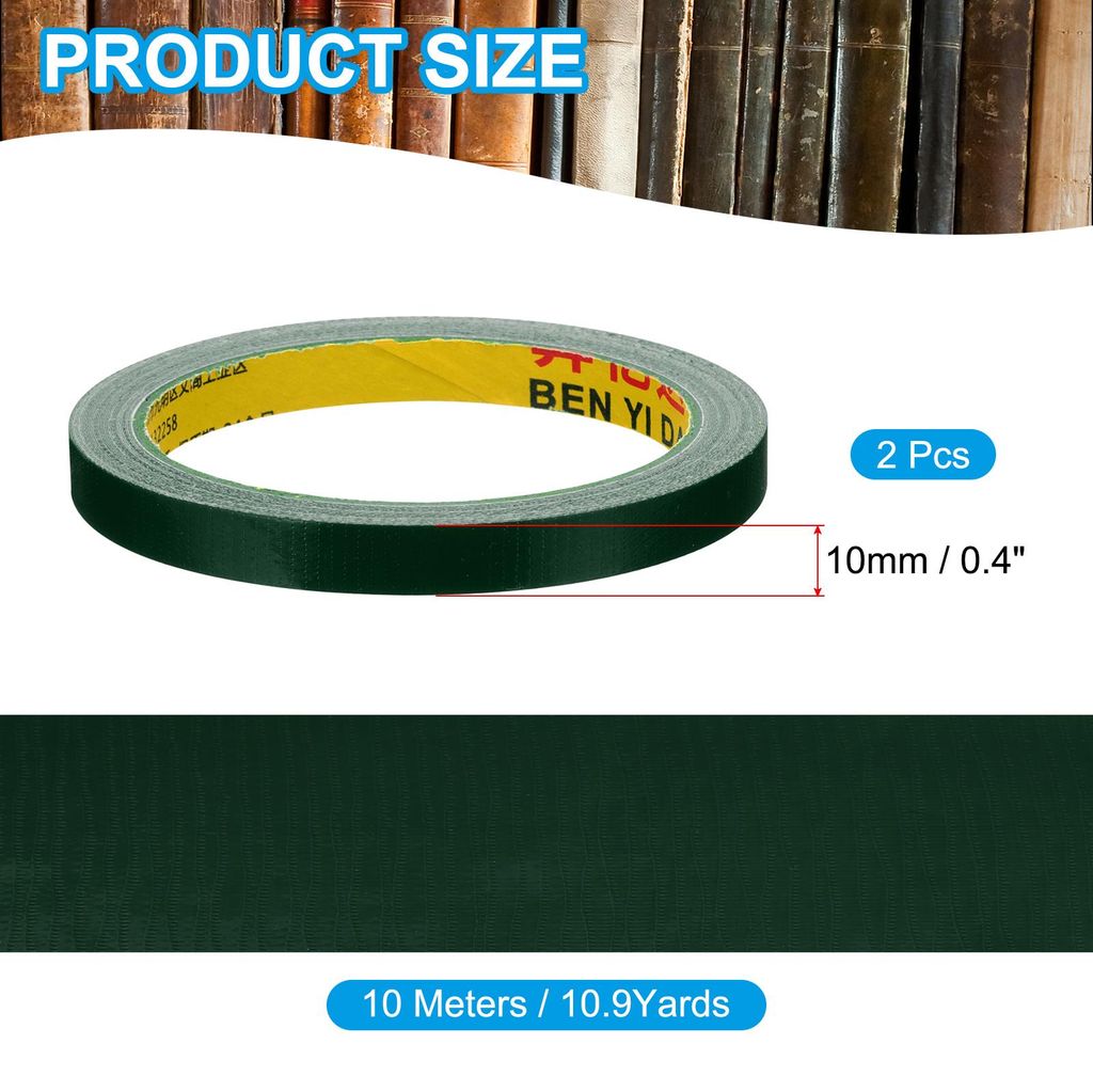 2 Rollen Gewebeband, 10 mm x 10 m Gewebeklebeband, Panzertape Wasserfest, Reparaturband, Panzerband, Grš¹n Buchbindungsband, Selbstklebend zur Re...