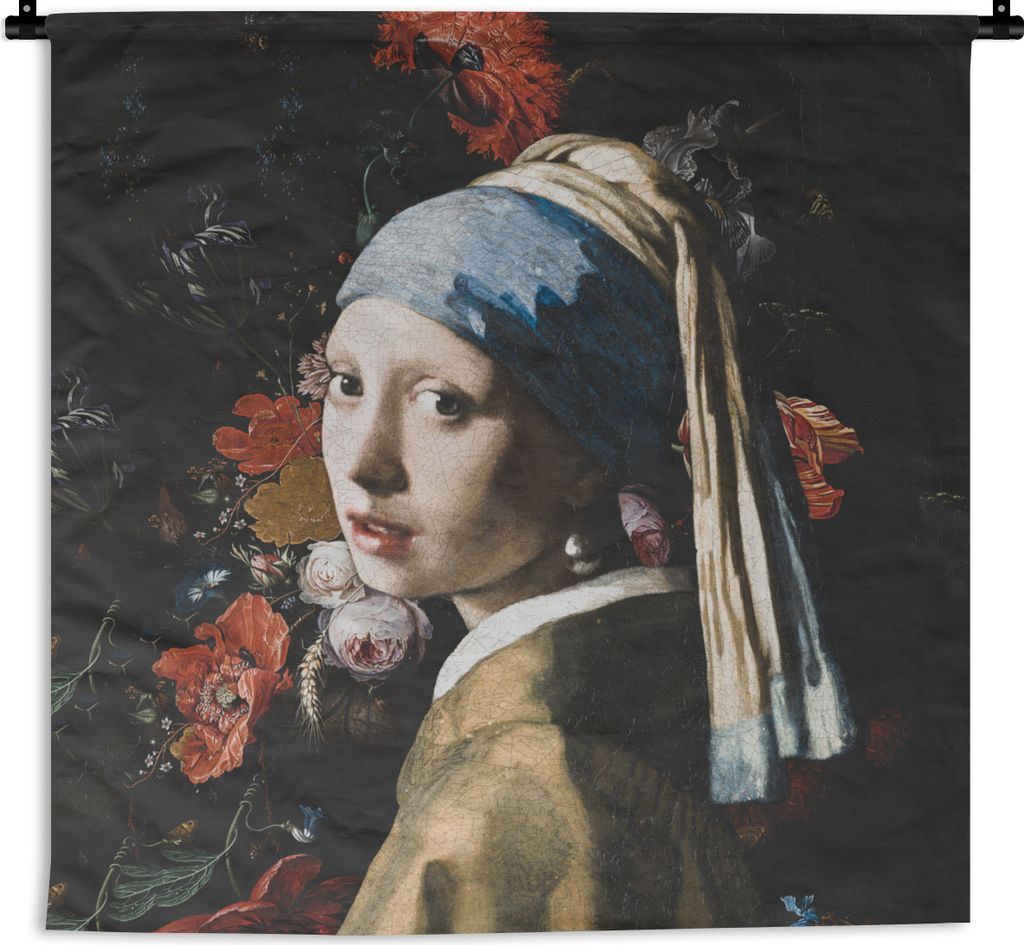 MuchoWow Wandteppich Wandbehang Das Mädchen mit dem Perlenohrring - Vermeer - Kunst 150x150 cm Tapisserie Dekoration Wandtuch - Wohnaccessoires ...