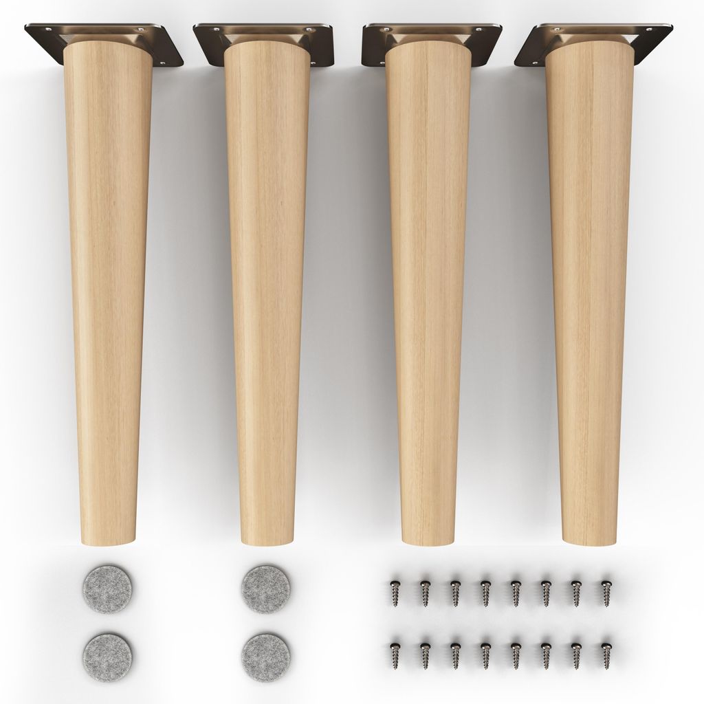 4x sossai Holzfüße rund - gerade Ausführung 25cm Buche Produktbild 