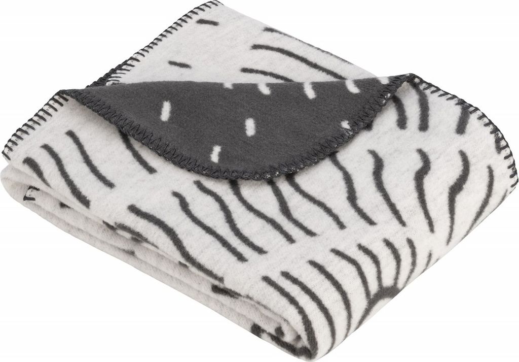 s.Oliver Babydecke GOTS-Zertifikat 70x100 cm, weiß/anthrazit, zweifarbig mit süßem Löwenmotiv, Kinderdecke kuschelweich
