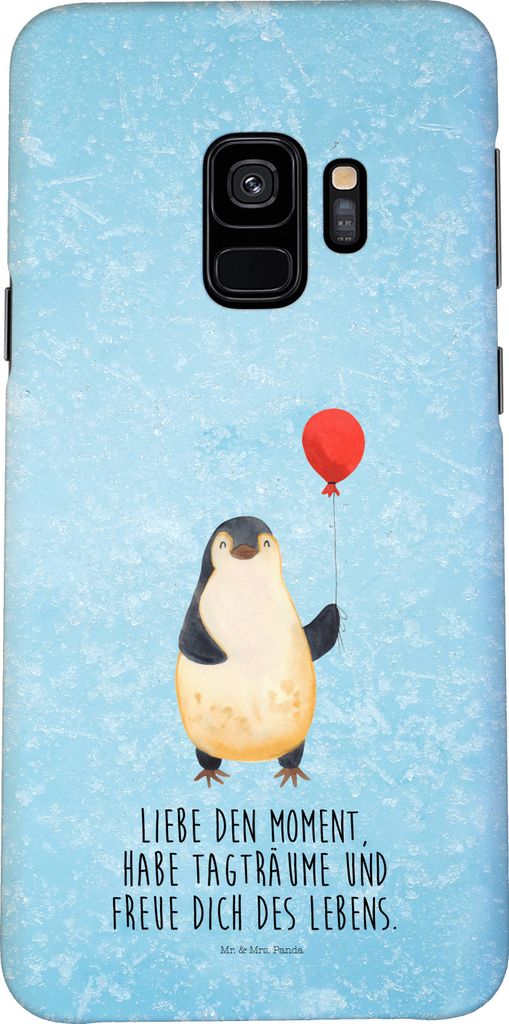Mr. & Mrs. Panda Samsung Galaxy S9 Handyhülle Pinguin Luftballon - Eisblau - Geschenk, Geschenkidee, Hülle, Handy Schutzhülle, Liebe, Neustart, ...