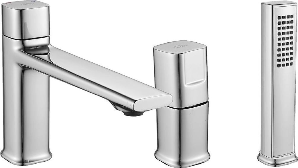 Freistehende 3-Loch Badewannenarmatur LAVEO Tores Chrom