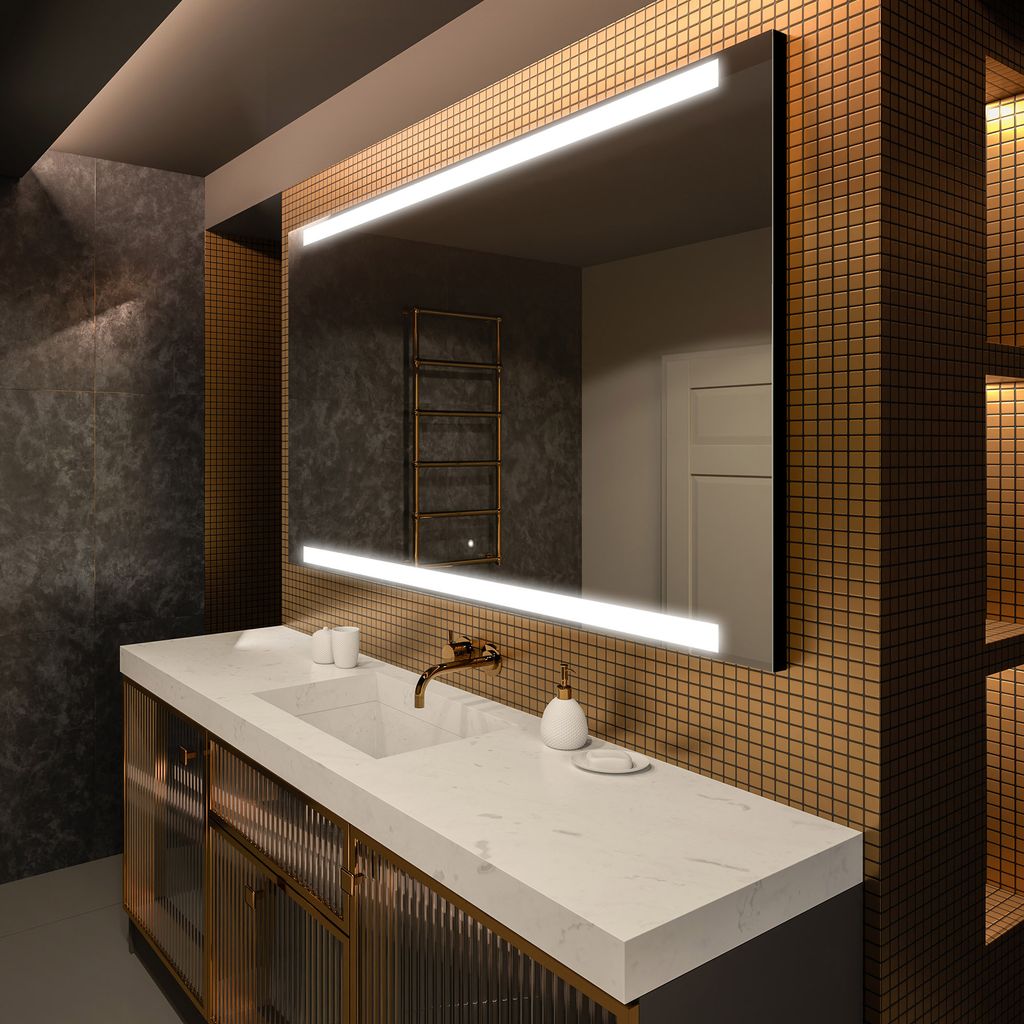 Artforma Badspiegel 140x60 cm - mit LED Beleuchtung - LED Farbe Kaltweiß 7000K - Individuell Nach Maß - Beleuchtet Wandspiegel Lichtspiegel Badez...