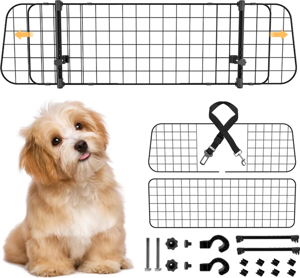 Jopassy Cancello Cani Auto 90-145cm - Barriera Divisoria Universale Nera