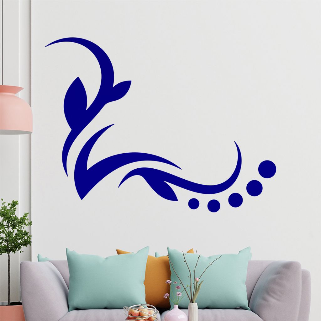 Blätter - Linien Punkte Wandtattoo in 6 Größen - Wandaufkleber Wall Sticker - Dekoration, Küche, Wohnzimmer, Schlafzimmer, Badezimmer