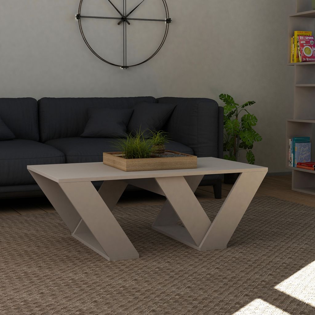 DECORTIE Pipra Tavolino moderno moka chiaro , 110 x 60 x 40 Immagine del prodotto 