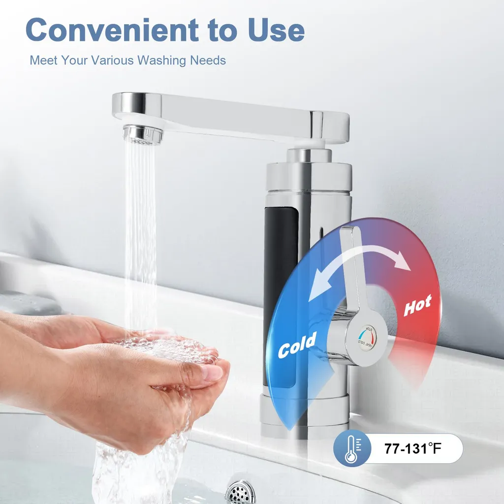 Robinet électrique 360° eau chaude rapide, idéal sans plomberie - Argent - 2