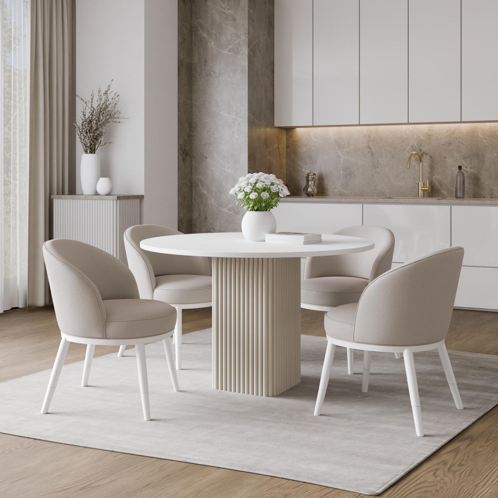 Beistelltisch CUBO Ø100 cm Metalltisch Wohnzimmertisch CASHMERE/WEIß