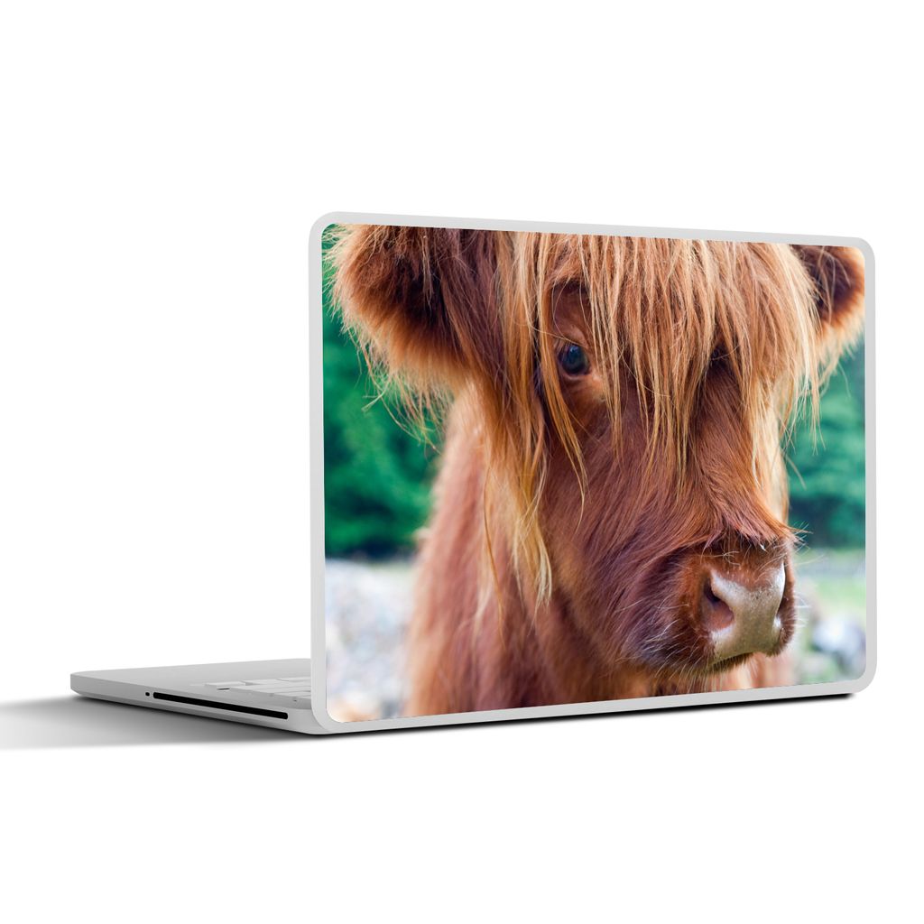 MuchoWow Laptop Aufkleber Sticker Cover Schottischer Highlander - Braun - Kalb 32.5x23.5 cm - Sticker für Laptop - Selbstklebend