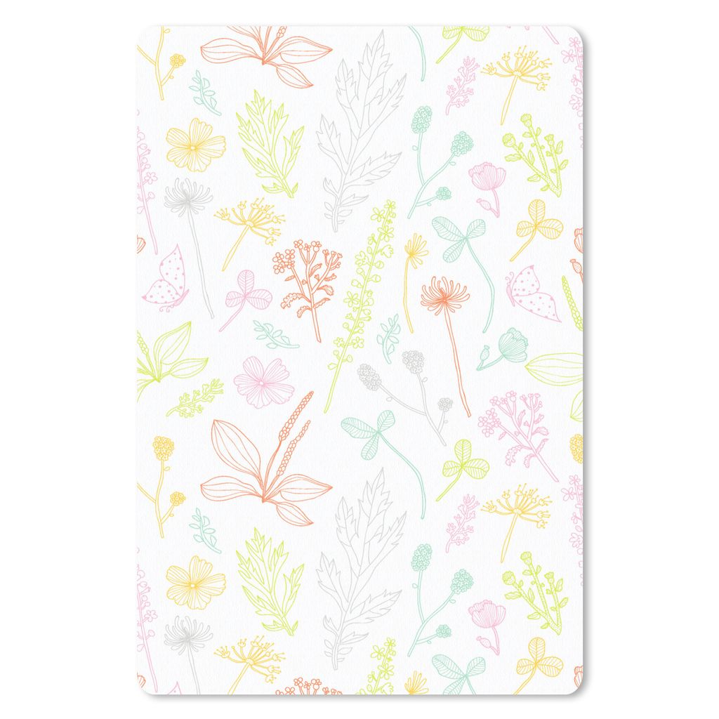 MuchoWow Mauspad Mousepad Pflanzen - Muster - Garten - Kontur - Pastell 40x60 cm - Mousepads - Maus Mat - Pad - Mausunterlage - Schreibtisch Acce...