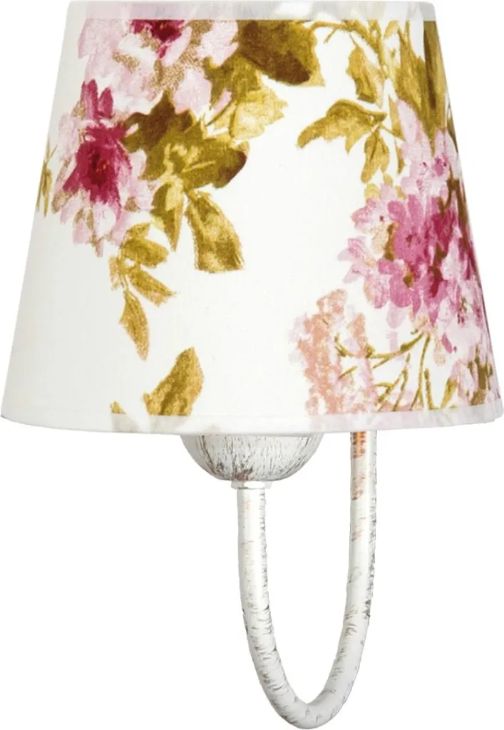 Applique Murale Iza Blanche avec Abat-Jour en Tissu Rose Romantique