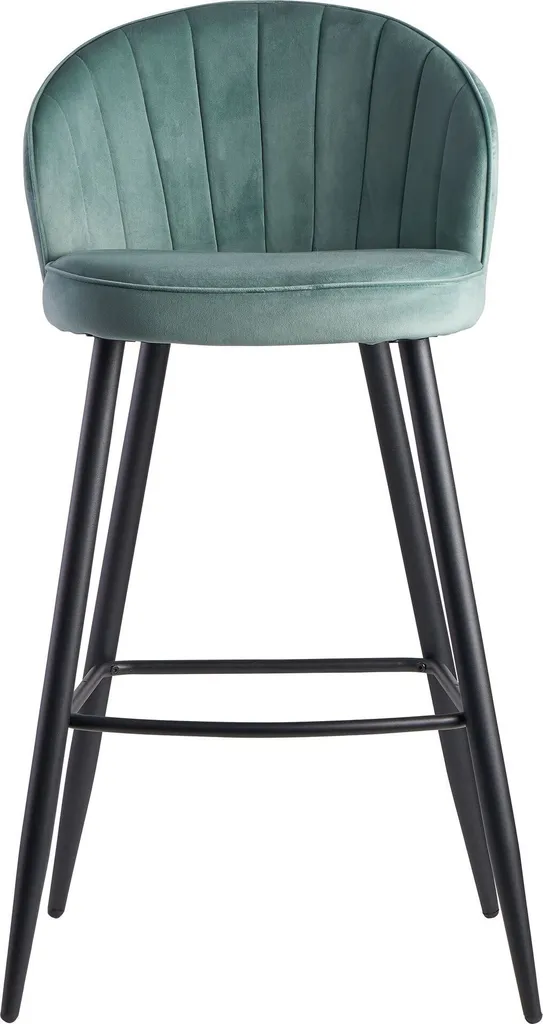 Chaise de bar confortable velours vert avec dossier anti-fatigue