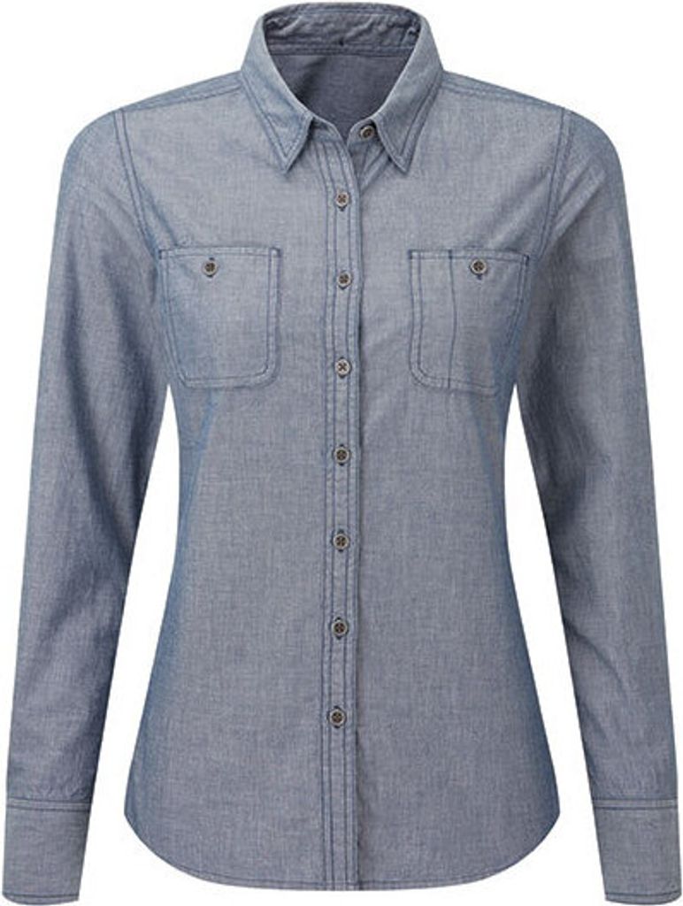 Premier Workwear WomenŽs Organic Chambray Fairtrade Long Sleeve Shi