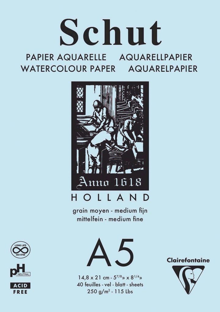 Clairefontaine Aquablock P.Grain A5 w 250g 40Bl