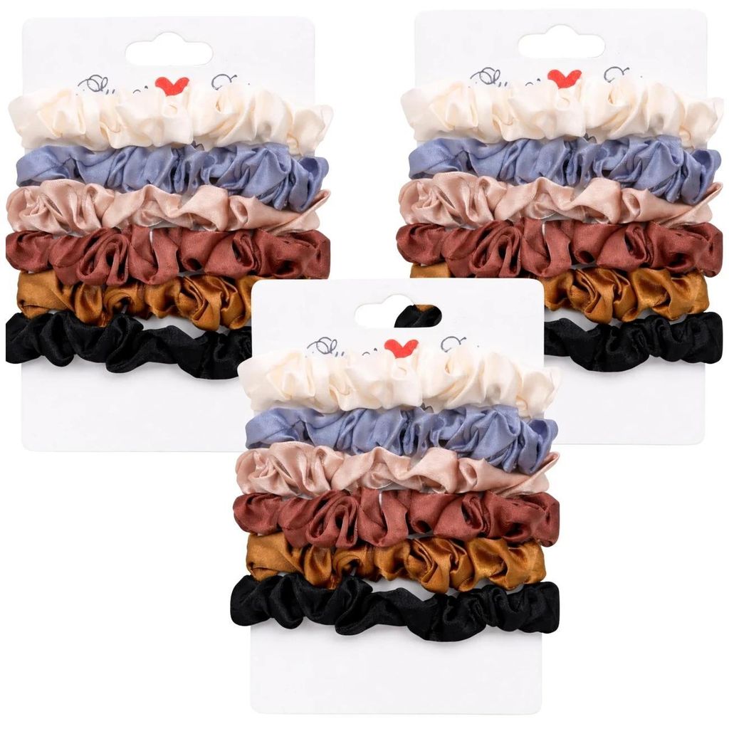 Set di 18 elastici per capelli in raso, elastici per Immagine del prodotto 