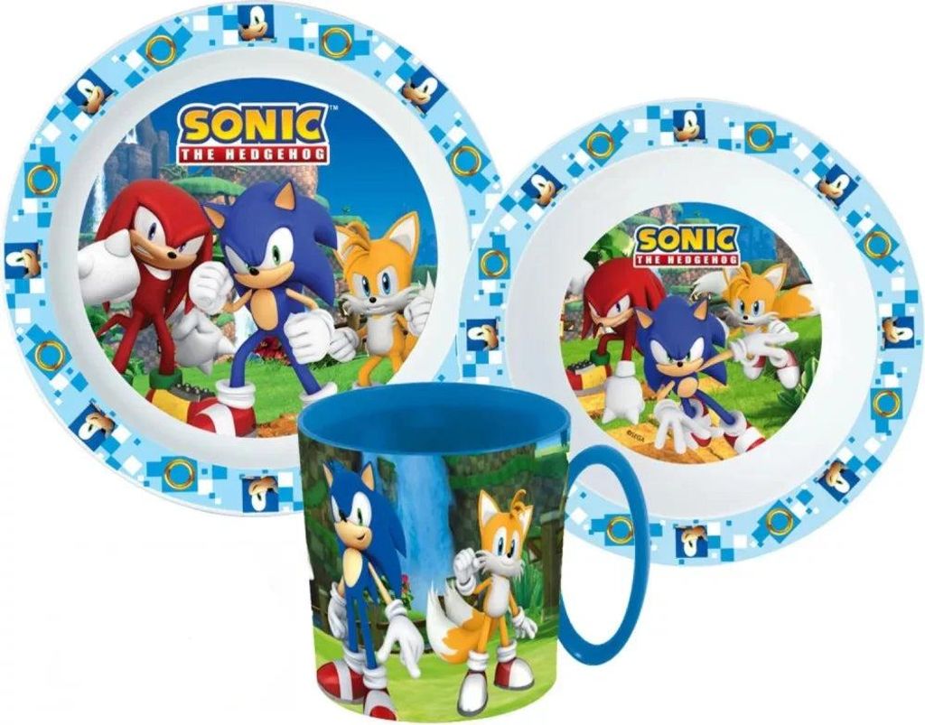 Sonic und Freunde Kinder Geschirr-Set 3 teilig Becher Teller Schüssel