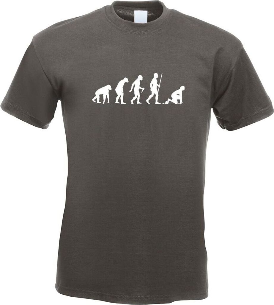 Kiwistar - T-Shirt - Graphit - Sprint Laufen Evolution Motiv Bedruckt Funshirt Design Print - mit Motiv Bedruckt - Funshirt Design - Sport - Freize...