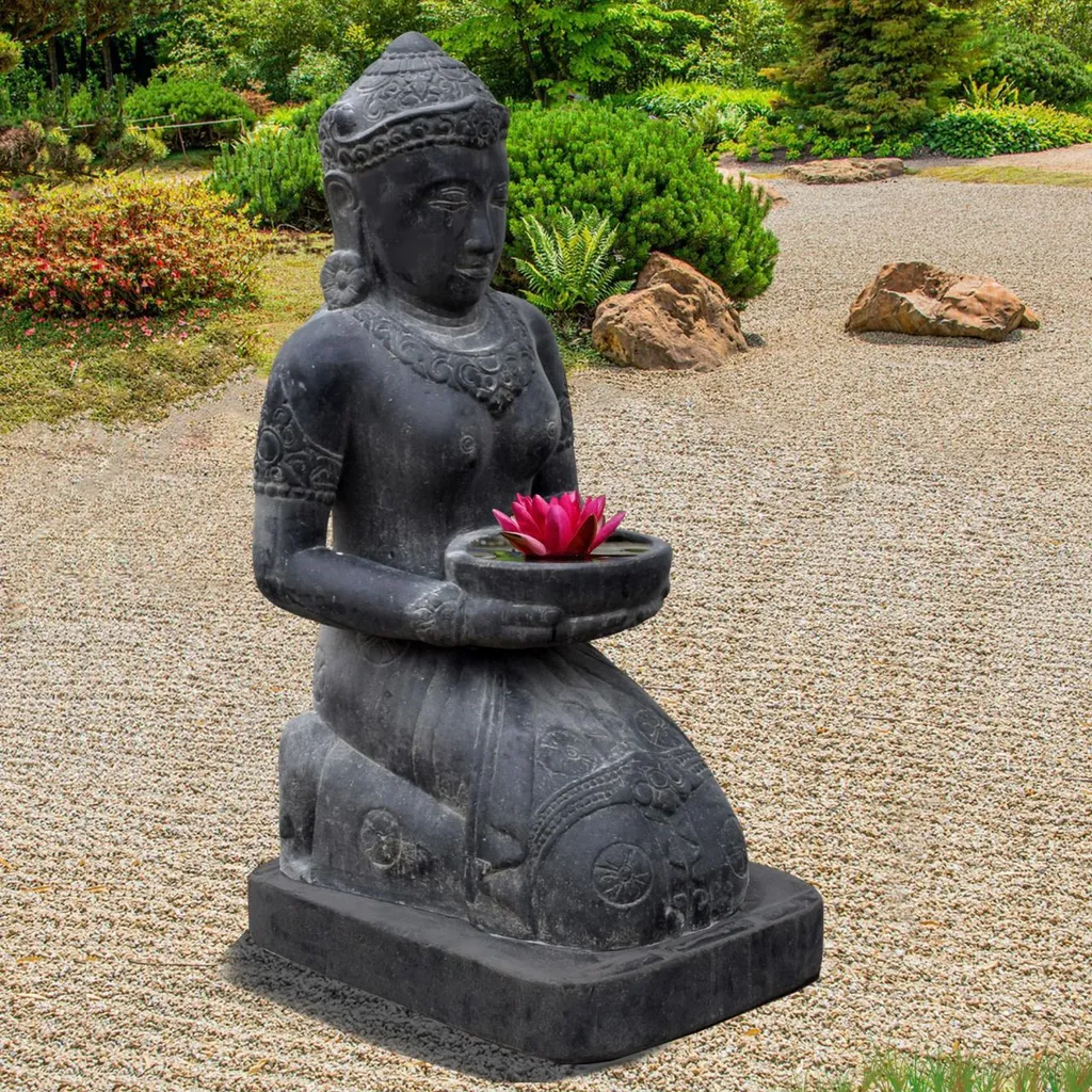 Décoration zen pour terrasse : statue Déesse Ballari bol 100 cm