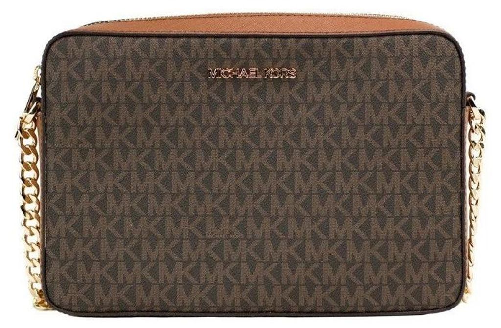 Michael Kors Umhängetasche aus PVC in Braun und Creme mit Produktbild 