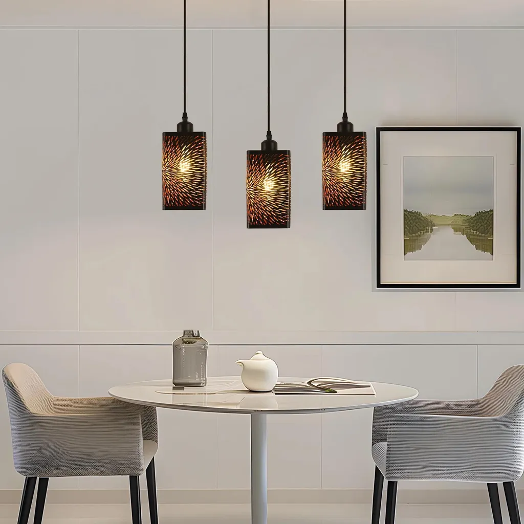 Suspension Noire 3 Feux E27 : Solution Éclairage Plafond Haut Réglable - 3
