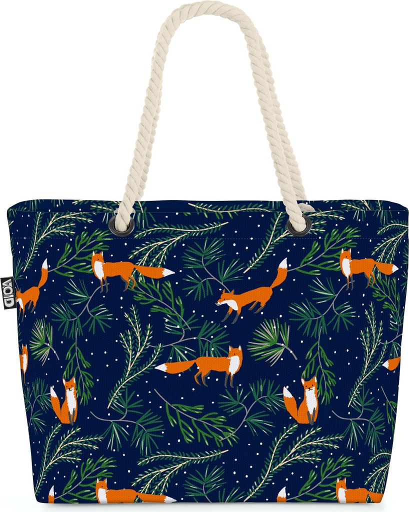 VOID Fuchs Wald Schnee blau Strandtasche Shopper 58x38x16cm Produktbild 