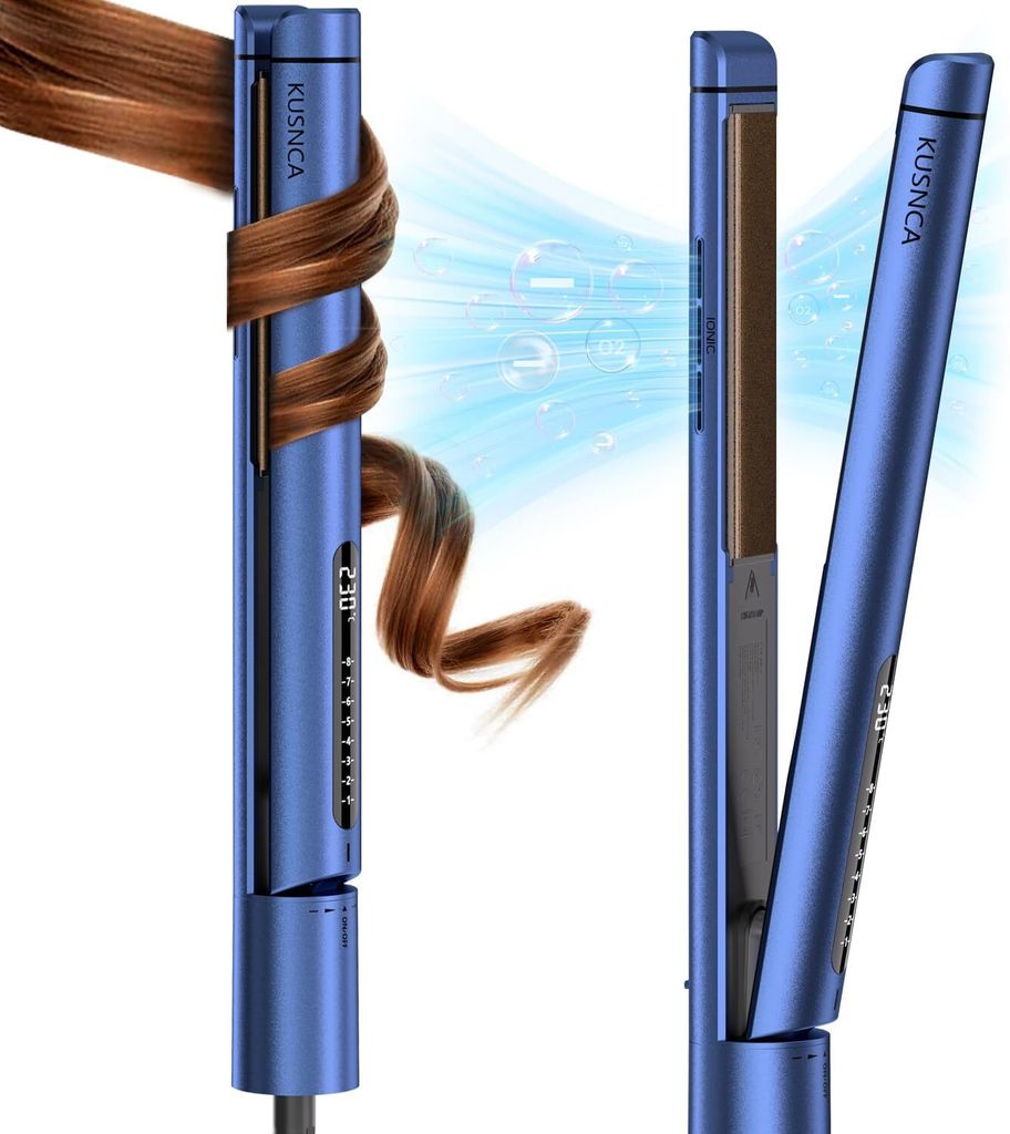 2 IN 1 Haarglätter Locken und glänzend,3D-Schwebende Keramikplatte verhindert Haarziehen,Vorderseite mit Verbrühschutzfunktion, LCD 110°C...