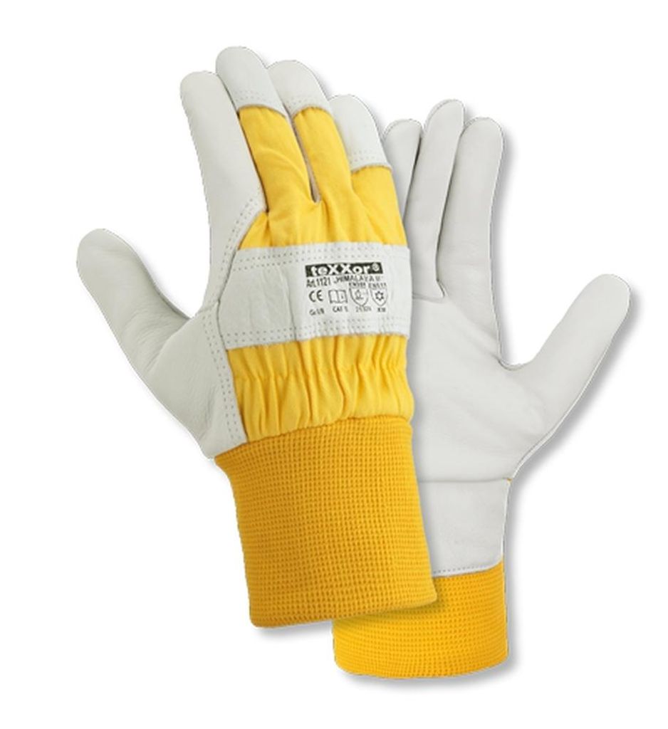 12 Paar teXXor Rindvollleder Winterbauhandschuhe „HIMALAYA II“ – Artikel-Nr.: 1121“ , Größe 10 (XL)