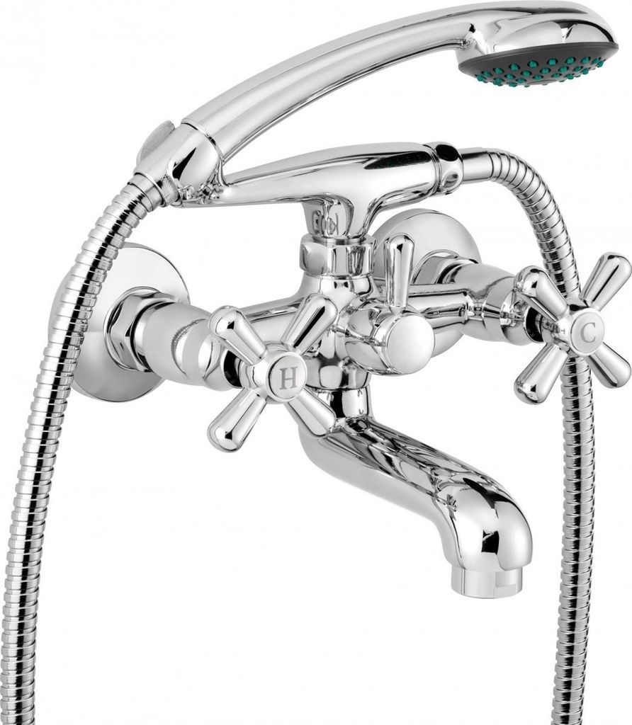 Wall-mounted bathtub mixer with shower set