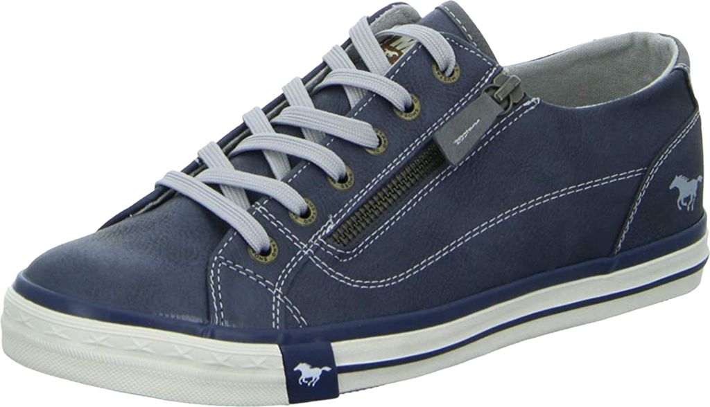 Mustang Damen Sneaker Schnürer sportlich Reißverschluss 1146-316, Größe:37 EU, Farbe:Blau