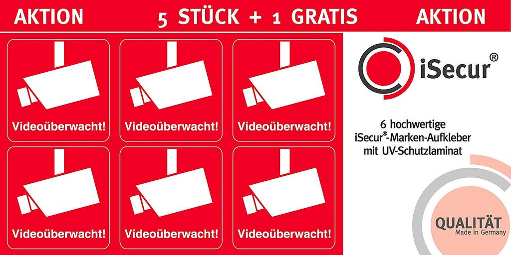 5 Aufkleber Videoüberwacht! I hin_071 I 4 x 4 cm I für Fenster Tür I Warnung Achtung Dieses Objekt wird per Video überwacht I Videoüberwachung