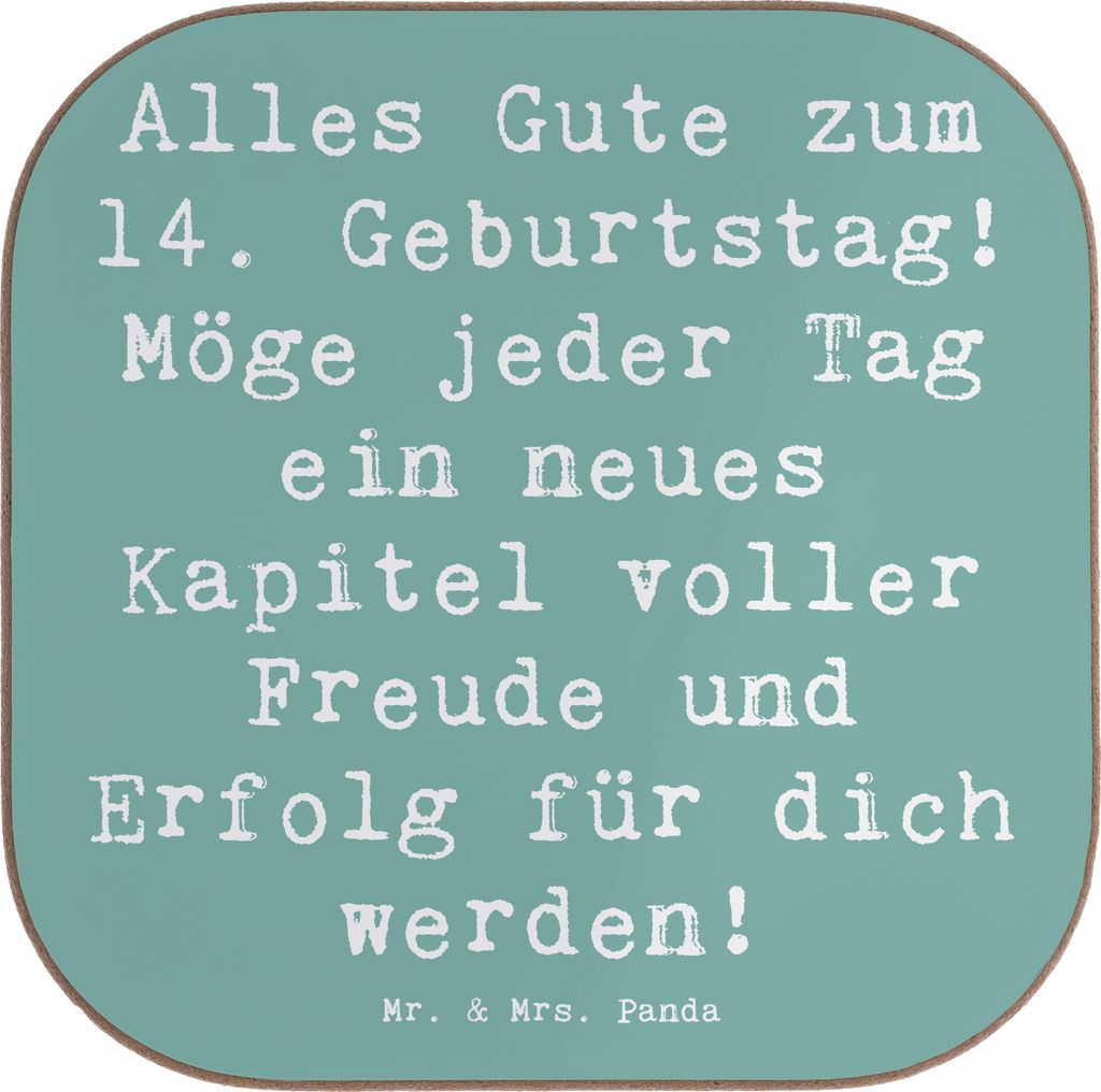 Mr. & Mrs. Panda Untersetzer für Gläser Spruch 14. Geburtstag - Meeresbrise - Geschenk, Junge, Träume, Holzuntersetzer, gläseruntersetzer, Happ...