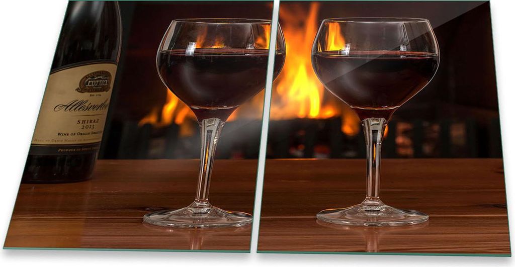 Herdabdeckplatte Glaskeramik 2-Teilig 2x40x52 Wein Dunkel Abdeckung Spritzschutz Glas
