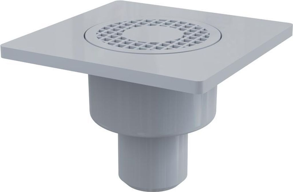 Podlahová vpusť Alcadrain 150x150x50 mm přímá, mřížka šedá, Obrázek produktu 