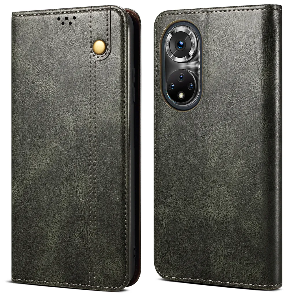 Custodia per Huawei Nova 9, custodia flip in pelle con funzione stand verde