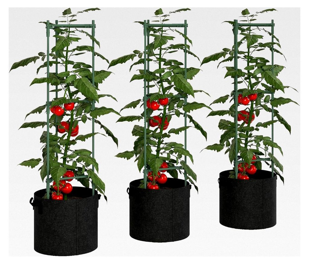 Hochbeet mit Rankgitter, 83,7 Liter, 3er Set, dreieckige Pflanzkästen für Kletterpflanzen im Garten und auf dem Balkon, 35 x 35 x 120 cm