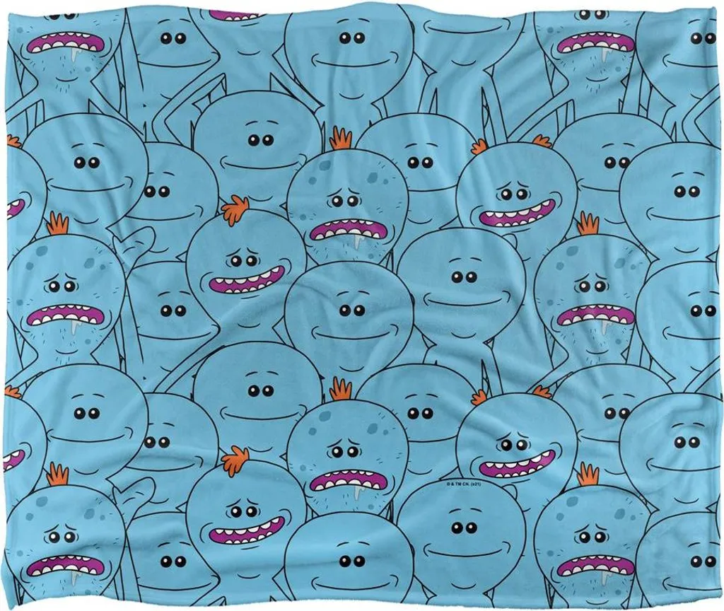 Jeté de Canapé Rick And Morty pour Soirée TV Plaid Soyeux Bleu Noir