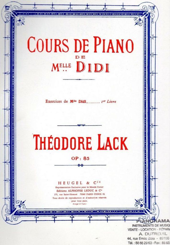 Lack Cours De Piano De Mlle Didi Exercices Volume 1 Piano